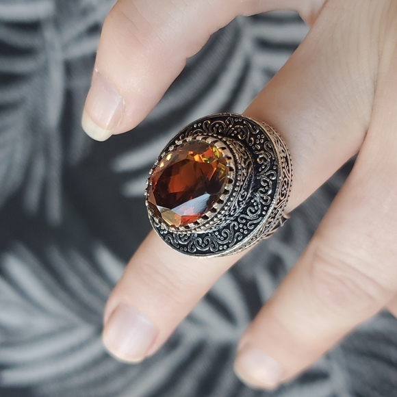 New Bi-Color Tourmaline 925 Silver Statement Ring. - Picture 10 of 15